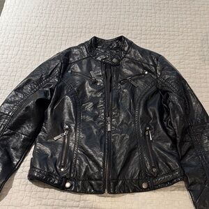 JouJouWomen's Black Faux Leather Jacket